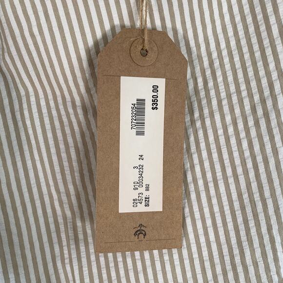 BLACK FLEECE 35 Beige White Stripe Cotton Seersucker Button Fly Casual Pants - Picture 5 of 8